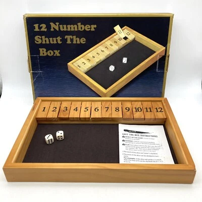 12 Number Shut the Box, Dice Board Game, Stained Wooden Box, NEW IN BOX, 13.5'' - Image 1 of 4