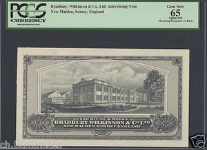 Bradbury, Wilkinson & Co. ltd No Unit, BW-312 Dark Grey Uncirculated  - Picture 1 of 2