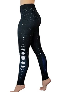 NEW Comfy Yoga Pants - Moonlight Yoga Leggings - Printed Yoga Pants -Moon Stars - Picture 1 of 6