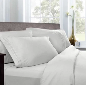 Sweet Home Collection 1500 Thread Count 4-Piece Sheet set- Twin XL, White - Picture 1 of 4