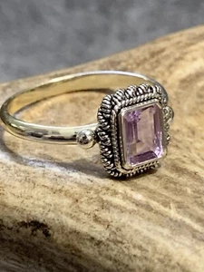 New Sterling Silver 925 Purple Amethyst And White Topaz Ring Size 10.25 - Picture 1 of 4