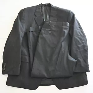 Chaps Ralph Lauren 48R 40x30 Black Stripe 100% Wool Mens Jacket Pants Suit - Picture 1 of 12