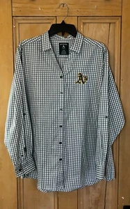 Camicia donna Antigua Oakland A's a quadri ricamata con bottoni 2XL verde NUOVA - Foto 1 di 12