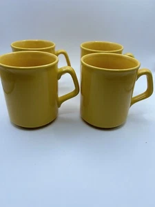 Vintage Set of 4 Tam's Golden Yellow Collectible Ceramic Mugs Made in Egland - Picture 1 of 4