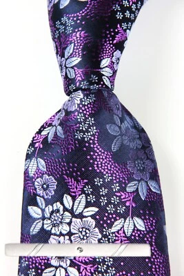 Nueva Corbata Clásica Floral Roja Púrpura Blanca TEJIDA JACQUARD 100% Seda Para Hombre Foto 1 de 4