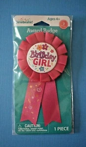 Lot of 3 Birthday Girl Ribbon Award Badge Party Pink - Picture 1 of 5