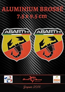 2 autocollants stickers aluminium brossé   ABARTH couleur (idéal ailes) - Imagen 1 de 1