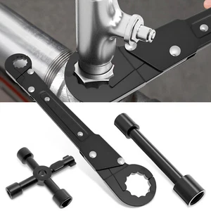 Carbon Steel Plumber Wrench Set Angle Stop Wrench 4 Way Plumbing Key Wrench@`* - Picture 1 of 11