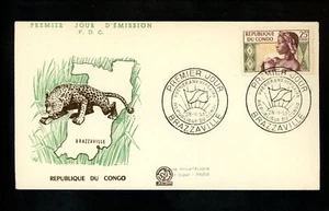 Postal History Congo PR FDC #89 Republic 1st Anniversary flag leopard 1959 - Picture 1 of 2