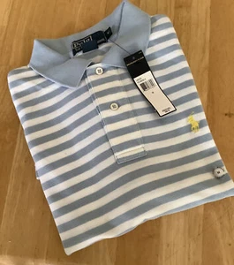 Polo Ralph Lauren Shirt Mens Sz L Lt. Blue White Striped Cotton MSRP: $89.50 New - Picture 1 of 6