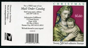 US 3244, 1998 32c NAVIDAD (VIRGEN), PANEL BKLT $6,40 DE 20, MNH (US837) - Imagen 1 de 2