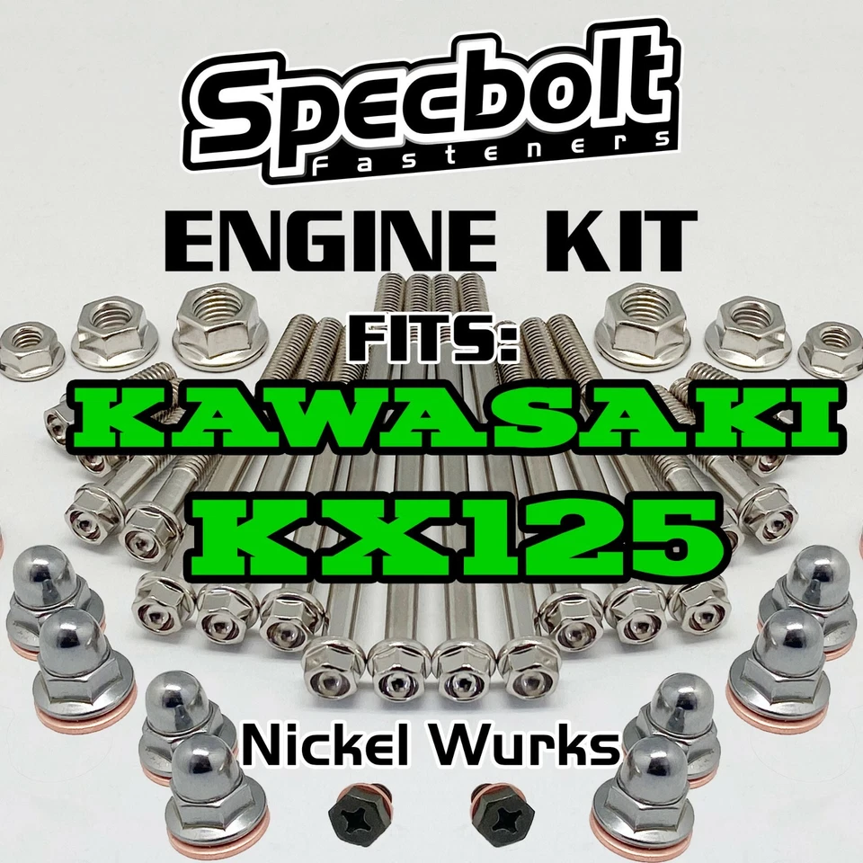 Kit de pernos de reconstrucción de motor KX125 para Kawasaki KX 125 Specbolt Nickel Wurks Ti Look Foto 1 de 4