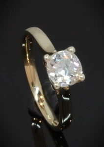 9 Carat Yellow Gold Old-Cut Diamond Solitaire Ring 0.92ct Size N (80.24.659) - Picture 1 of 6