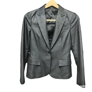 Theory Blazer Women's Size 6 Suit Jacket Black Lined Front Pockets Shine - Picture 1 of 9