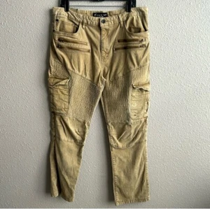 Men’s Marc Ecko Cut & Sew Tan Khaki Moto Cargo Pants Size 36 - Picture 1 of 8