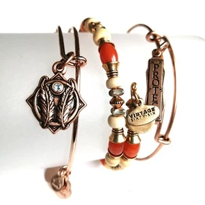Alex And Ani Rose Gold-Tone Godspeed Set Of 3 Expandable Bangles Qvc - Picture 1 of 6
