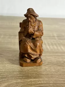 Vintage Josef Albl Oberammergau Hand-Carved Wooden Figurine – Elderly Man - Picture 1 of 7