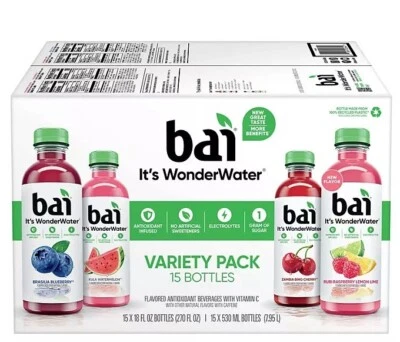 Bai WonderWater Flavored Water Variety Pack 18 fl. oz. 15 pk. - Image 1 of 4