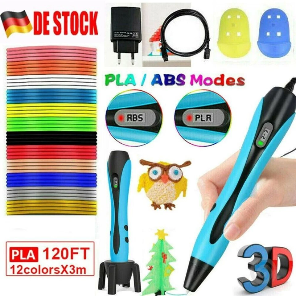 Kinder 3D Stifte Set 3D Druckstift Printing mit 12Farben 120ft PLA Filament DIY - Bild 1 von 4