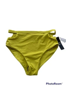 New York & Company hoch geschnittene Bikinihose Cutouts limettengrün neu mit Etikett Damen Medium - Bild 1 von 2