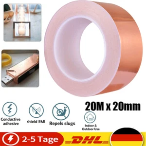 Kupferband Kupferfolienband EMI Kapton Tape Abschirmband Schneckenband 20mmX20M - Bild 1 von 10