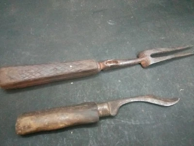  ANTIGUO MUY RARO UTENSILIOS DE COCINA CON CABEZA DE LANZA DE HIERRO FORJADO A MANO MAUGHL  Foto 1 de 4