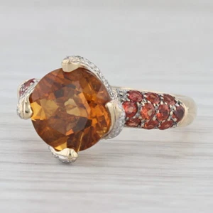 4.82ctw Citrine Lab Created Sapphire Diamond Ring 14k Yellow Gold Size 8.25 - Picture 1 of 10