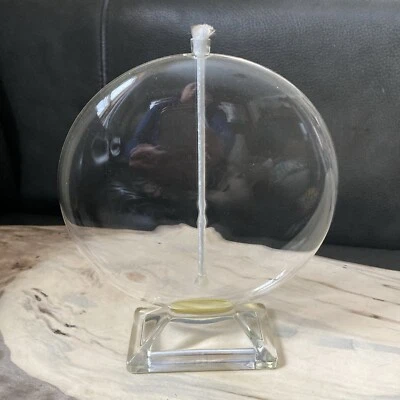 Lámpara de aceite de vidrio transparente MCM moderna de colección soplada a mano disco redondo con patas NUEVA SIN USAR Foto 1 de 4
