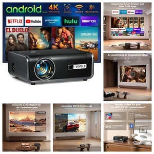 Smart Beamer Full HD 1080p, 4K Support, VOPLLS WIFI6, Bluetooth, Heimkino - Bild 1 von 7
