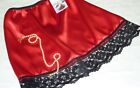 RED shiny SATIN black lace waist HALF SLIP petticoat 4 lengths 6 sizes