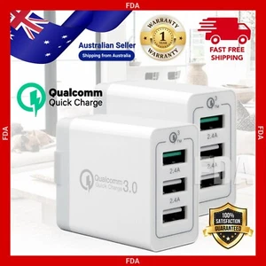 30W QC 3.0 Fast Charging 3 Port USB Wall Charger Adapter For iPhone Samsung AU - Picture 1 of 13