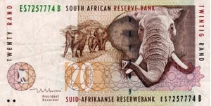 South Africa 20 Rand ND(1999) VF+ Banknote P-124b Prefix ES Mboweni Sig. - Picture 1 of 2