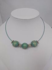 Beautiful Handcrafted turquoise wooden beads & silver plated findings necklace
