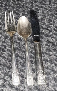 Set 3 Vintage silver plate flatware Northwest Airlines Sphere& triangle logo - Picture 1 of 3