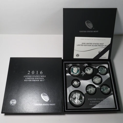 2016 Limited Edition Silver Proof Set - 8 Coin w/ Box & COA Cover