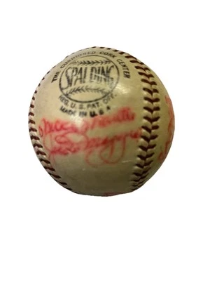 Yankees 1950’s Era Signed Baseball HOF: Mantle, Dimaggio, Dickey, Gomez, Combs - Image 1 of 4