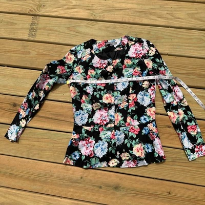 Women's size Small flowered lightweight blazer with buttons - Image 1 of 2