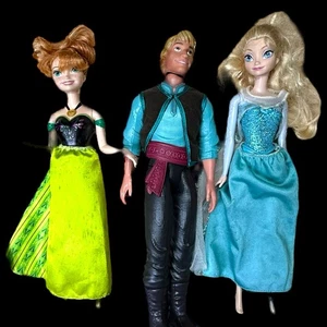 Disney Frozen Movie Singing Elsa (Works), Anna (does Not) & Kristoff Set of 3 - Picture 1 of 16