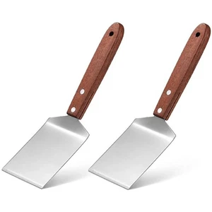 2 Pieces Small Brownie Cookie Spatula Metal Stainless Steel Spatula with Wooden - Picture 1 of 12