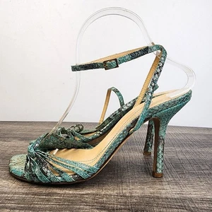 Tacones Kate Spade Turquesa Santa Fe Estampado Reptil Tirantes Talla 8B Metálicos Lujo - Imagen 1 de 6