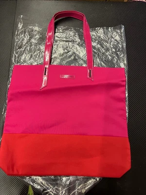 10x Lancôme Pink/Red Waterproof Flamingo Lined Tote Bag Hot Barbie 16x15x3” - Image 1 of 4