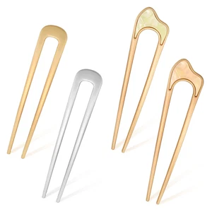 4 piezas alfileres de pelo en forma de U, alfileres de pelo franceses de metal para moños alfiler Go - Imagen 1 de 12