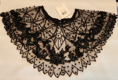 Винтажный черный кружевной и бисер воротник - 8" шеи - Изображение 1 из 4