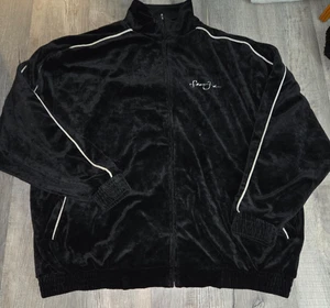 Chaqueta De Colección Sean John Para Hombres 3XLarge Terciopelo Negro Cremallera Completa Años 90 Y2K Hip Hop - Imagen 1 de 6