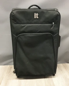 IT Black Large Softshell Two Wheeled Suitcase 26 x 43 x 73cm Extending Handle - Picture 1 of 15