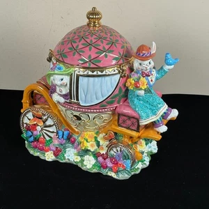 Vtg Retired Christopher Radko Dapper Hare Spring Carriage Cookie Jar 2003 Easter - Picture 1 of 19