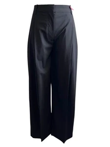Victoria Beckham UK Sz 8 - Pleated wide-leg Virgin Wool Pants Trousers in Black - Picture 1 of 21