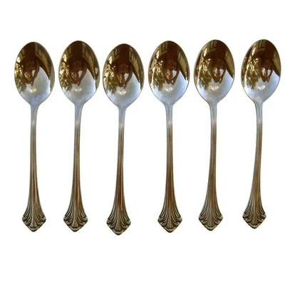 Towle Colonial Plume 18/8 Stainless Oval Soup Spoons Lot of 6 Made in Germany - Image 1 of 3