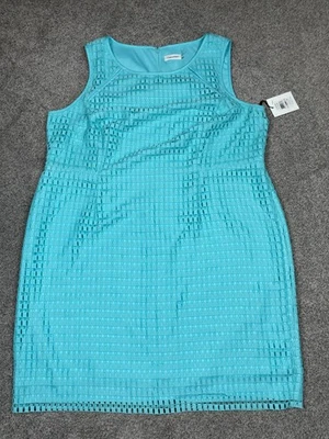 Calvin Klein Dress Womens 22W Teal Embroidered Shift Pencil Office Holiday NEW - Image 1 of 4