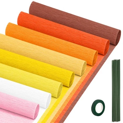 Serpentinas de papel crepé 8 rollos, 10 x 98 pulgadas 8 colores calabaza hoja de papel crepé... Foto 1 de 4